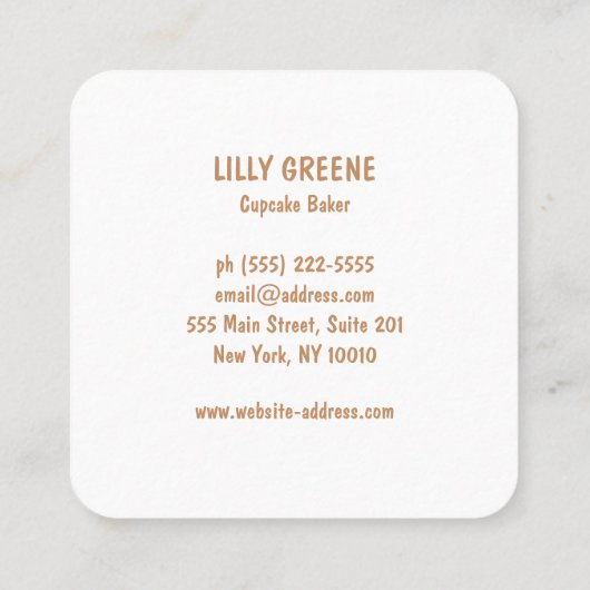 Kuchen oder Cookie Quadratische Visitenkarte (Rückseite)