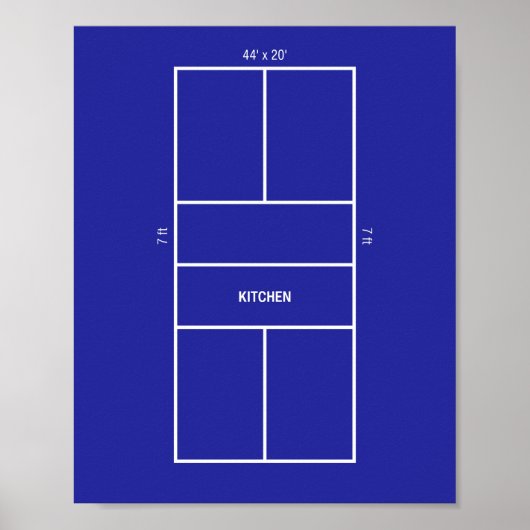 Küchen-Pickleball-Platz-Diagramm Poster (Vorne)