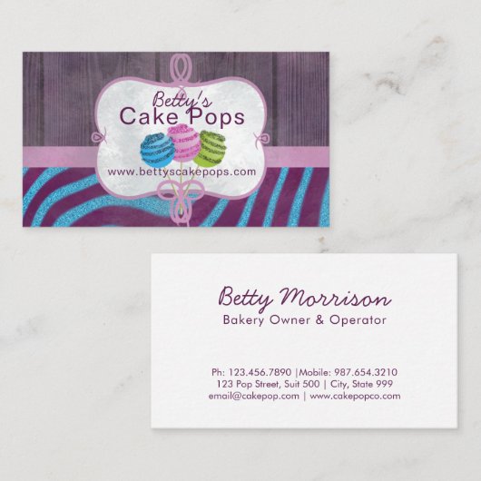 Kuchen-Pop-Bäckerei-Entwurf Visitenkarte (Vorne/Hinten)