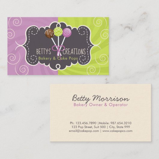 Kuchen-Pop-Bäckerei-Entwurf Visitenkarte (Vorne/Hinten)