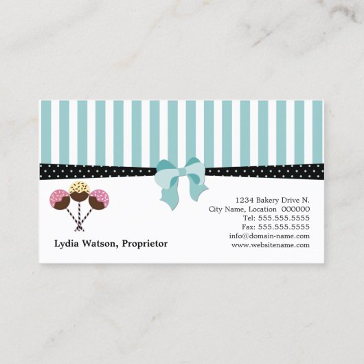 Kuchen-Pop-Bäckerei Visitenkarte (Rückseite)