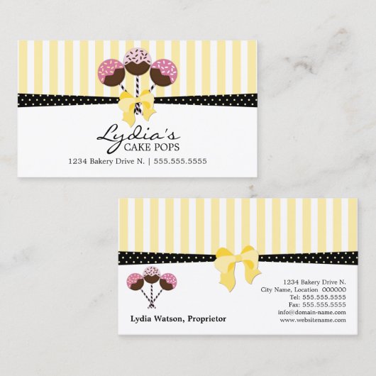 Kuchen-Pop-Bäckerei Visitenkarte (Vorne/Hinten)