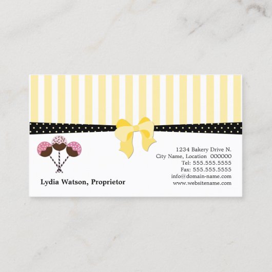 Kuchen-Pop-Bäckerei Visitenkarte (Rückseite)