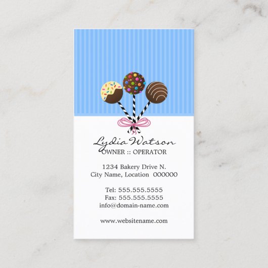 Kuchen-Pop-Bäckerei Visitenkarte (Rückseite)