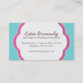 Kuchen-Pop-Geschäfts-Karten Visitenkarte (Rückseite)