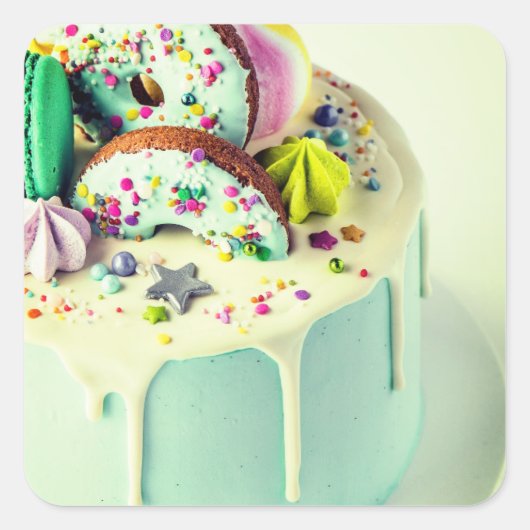 Kuchen Quadratischer Aufkleber (Vorderseite)