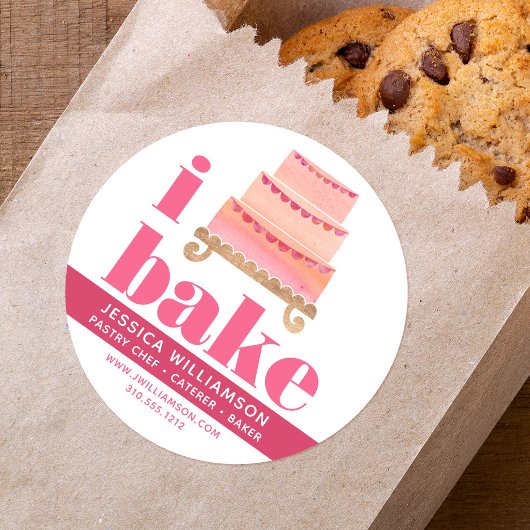 Kuchen Rosa Orange Koch Konditorei gebacken Typ Runder Aufkleber