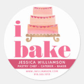Kuchen Rosa Orange Koch Konditorei gebacken Typ Runder Aufkleber (Vorderseite)
