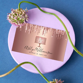 Kuchen Rose Gold Kupfer Glitzer Tropfen Konditorei Visitenkarte