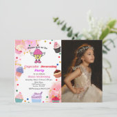 Kuchen schmückend Geburtstag, Backbash für Kinder Einladung (Stehend Vorderseite)