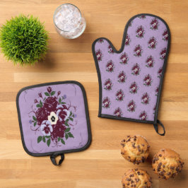 Küchen-Set mit Violetten-Handschuh und -Topflappen Ofenhandschuh & Topflappen-Set