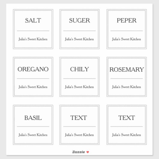 Küchen-Spice-Jar-Etikett kundenspezifisch geschnit Aufkleber (Blatt)