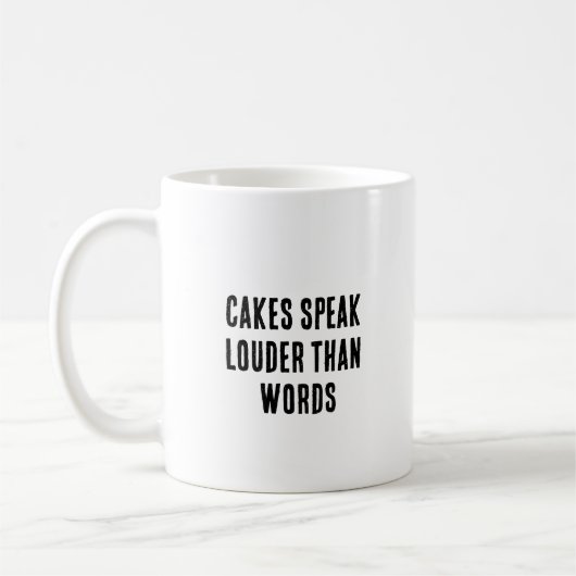 Kuchen sprechen lauter als Worte Kaffeetasse (Links)