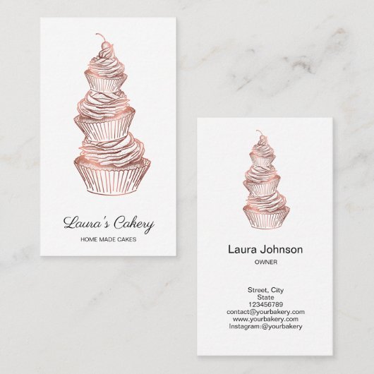 Kuchen & Süßigkeiten Cupcake Zuhause Bäckerei Trop Visitenkarte (Vorne/Hinten)