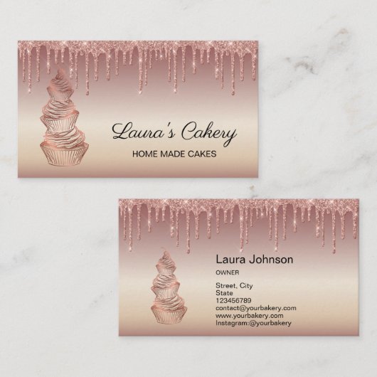 Kuchen & Süßigkeiten Cupcake Zuhause Bäckerei Trop Visitenkarte (Vorne/Hinten)