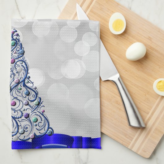 Küchen-Tuch - Kobalt-Wirbels-Baum Handtuch (Viertel Falte)