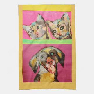 Küchen-Tücher mit niedlichen Katzen und Hund Handtuch