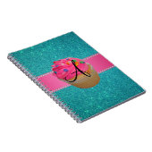 Kuchen-Türkis-Glitter des Monogramms rosa Notizblock (Rechte Seite)