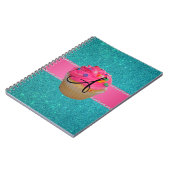 Kuchen-Türkis-Glitter des Monogramms rosa Notizblock (Linke Seite)