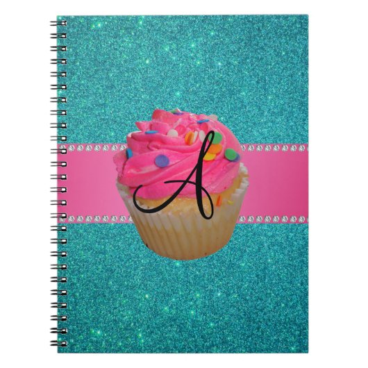Kuchen-Türkis-Glitter des Monogramms rosa Notizblock (Vorderseite)