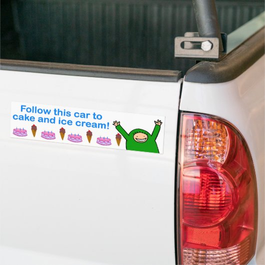 Kuchen u. Eiscreme (blauer Text) Autoaufkleber (Auf Lkw)