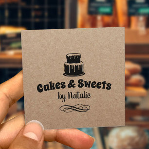 Kuchen-u. Süßigkeitens-Kuchen-Zuhause-Bäckerei Quadratische Visitenkarte
