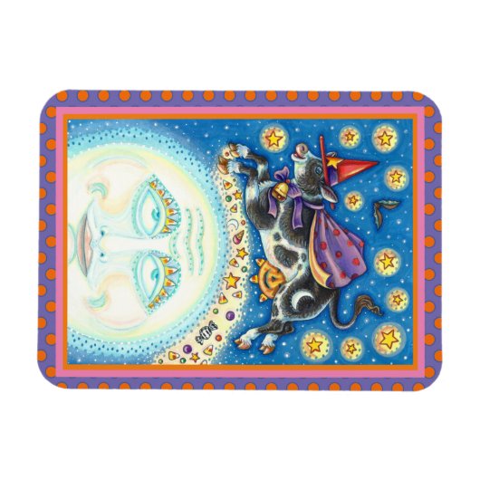 KUCHEN ÜBER DEN MANN AUF DEM MUND, FARBIGER WEISS MAGNET (Horizontal)