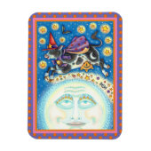 KUCHEN ÜBER DEN MANN AUF DEM MUND, FARBIGER WEISS MAGNET (Vertikal)