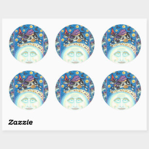 KUCHEN ÜBER DEN MANN AUF DEM MUND, FARBIGER WEISS RUNDER AUFKLEBER