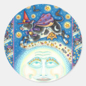 KUCHEN ÜBER DEN MANN AUF DEM MUND, FARBIGER WEISS RUNDER AUFKLEBER (Vorderseite)