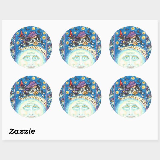 KUCHEN ÜBER DEN MANN AUF DEM MUND, FARBIGER WEISS RUNDER AUFKLEBER (Blatt)