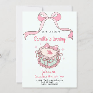 Kuchen und Bow Coquette Geburtstagsfeier Einladung