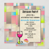 Kuchen und Cocktails Geometrisches Design Geburtst Einladung (Vorne/Hinten)