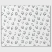 Kuchen und Eis aus schwarzem Cartoon Geschenkpapier (Flach)