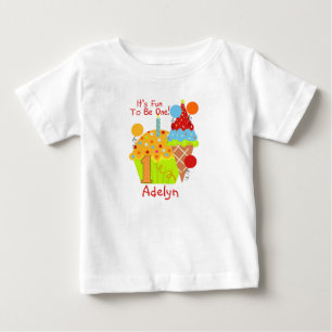 Kuchen-und Eiscreme-Spaß, zum ein 1. Geburtstag z Baby T-shirt