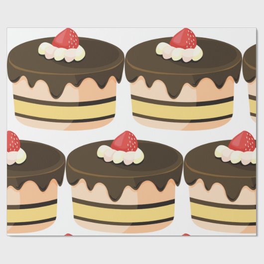 Kuchen und Erdbeere Geschenkpapier (Flach)
