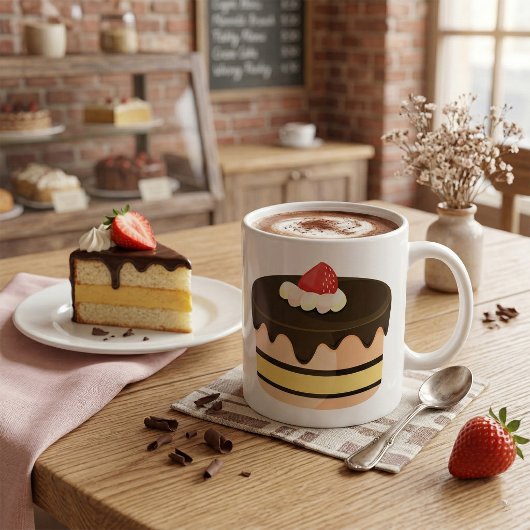 Kuchen und Erdbeere Kaffeetasse