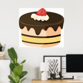 Kuchen und Erdbeere Poster (Heimbüro)