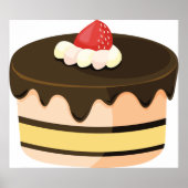 Kuchen und Erdbeere Poster (Vorne)