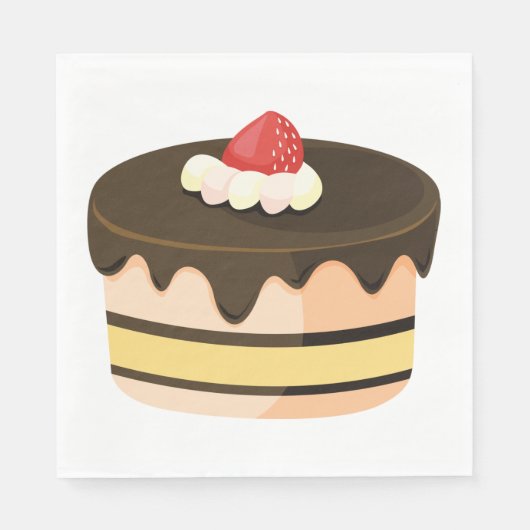 Kuchen und Erdbeere Serviette (Vorderseite)