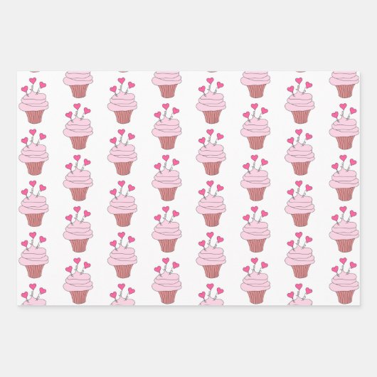 Kuchen und Herz Geschenkpapier Set (Vorderseite)