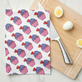 Kuchen und Herzen Geschirrtuch