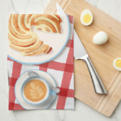 Kuchen und Kaffee für zwei Personen Geschirrtuch (Viertel Falte)