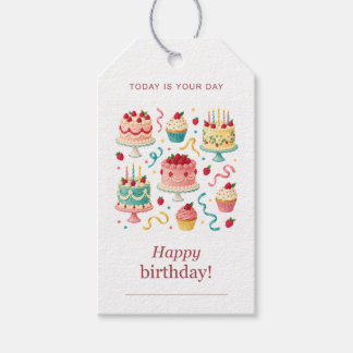 Kuchen und Kerzen Geburtstagsgeschenk-Tags Geschenkanhänger