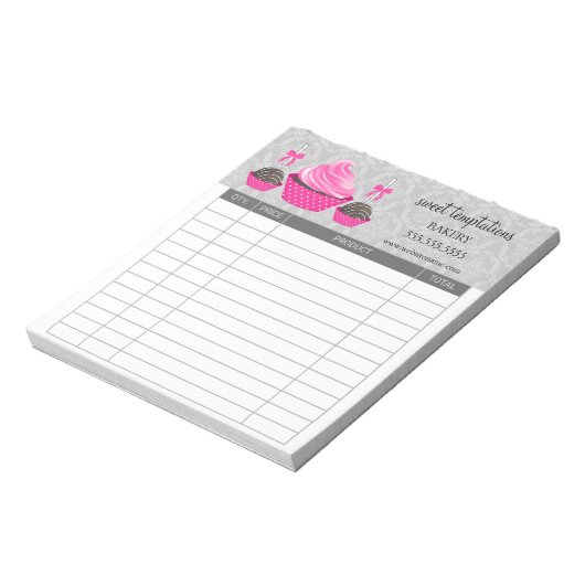 Kuchen und Kuchen Pop Backwaren Notizblock (Rotiert)