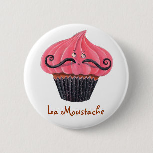 Kuchen-und La-Schnurrbart Button