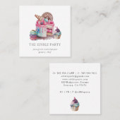 Kuchen und Nachspeisen Konditorei Koch Baker Aquar Quadratische Visitenkarte (Vorne/Hinten)