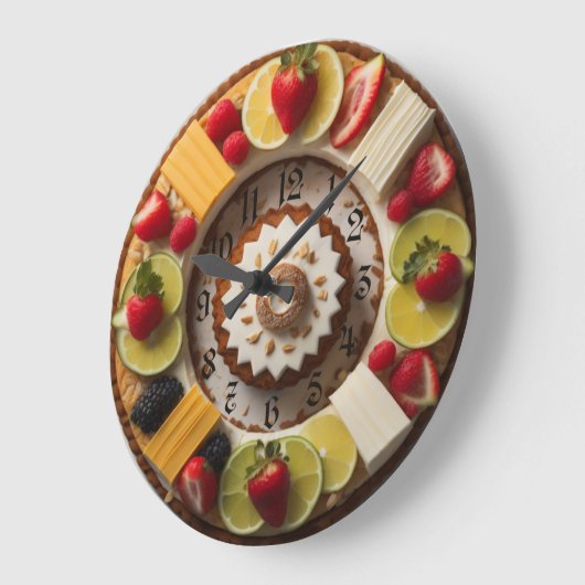 Kuchen und Obst Große Wanduhr (Winkel)