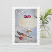 Kuchen und Rose Jubiläum Party Einladung (Stehend Vorderseite)