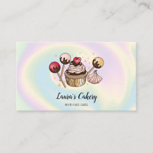 Kuchen und Süßigkeiten Cupcake Holographic Bäckere Visitenkarte